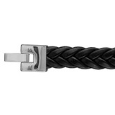 Bracelet acier et cuir tressé