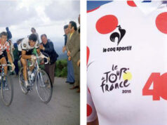 Le Coq Sportif a fêté hier les 40 ans du maillot à pois sur l’étape de Modane – Alpe d’Huez avec un maillot spécifique.