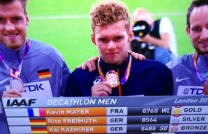 Kevin Mayer, au décathlon, Médaille d’Or de l’une des épreuves les plus difficiles.