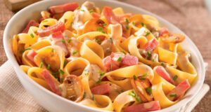 Tagliatelles au bacon.