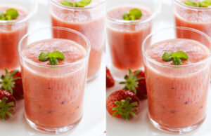 Smoothie fraise et pastèque, une recette 100 % fraîcheur.