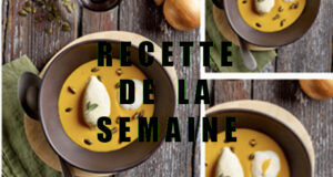 Velouté de potiron , quenelle de Chaource & graines de courge.