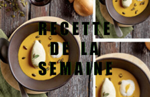 Velouté de potiron , quenelle de Chaource & graines de courge.