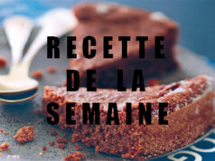 Gâteau fondant au chocolat et aux noix grillées.