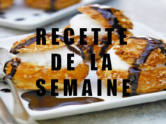 Profiteroles au sorbet poire.