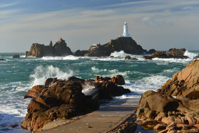 La,Corbiere,Lighthouse,,Jersey,,U.k.,Coastal,Landmark,In,Autumn.