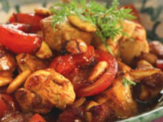 Poulet au miel, tomates et amandes