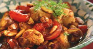 Poulet au miel, tomates et amandes
