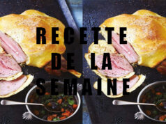 Gigot d’agneau rôti en croûte de pizza, sauce aux fruits secs