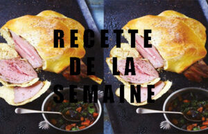 Gigot d’agneau rôti en croûte de pizza, sauce aux fruits secs