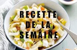 Salade d’endives aux pommes granny, chèvre et raisins secs