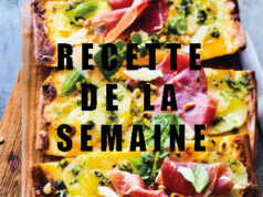 Pizza à la pomme de terre, au jambon de parme et au pesto cresson basilic