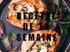 Patate douce rôtie à la cancoillotte, aux champignons et aux noix