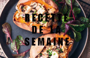 Patate douce rôtie à la cancoillotte, aux champignons et aux noix