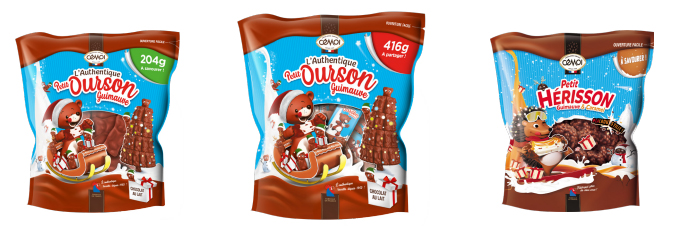 Sachet Petit Ourson Guimauve de Noël, chocolat au lait (204g