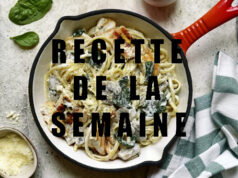 Spaghettis aux poulet, épinards, champignons et fromage