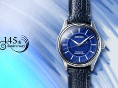PRESAGE CÉLÈBRE LES 145 ANS DE SEIKO AVEC UN CADRAN EN PORCELAINE D’ARITA BLEU COBALT.